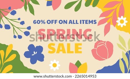 Spring pastel color background. Minimalistic style with floral elements and texture. Editable vector template for card, banner, invitation, social media post, poster, mobile apps, web ads