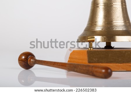 Percussion and table bell with copy space. Detail of bell. front view. 