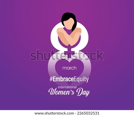 International Women's Day 2023, campaign theme: Embrace Equity. Women's Day banner vector illustration. Give equity a huge embrace. Royalty-Free Stock Photo #2265032531