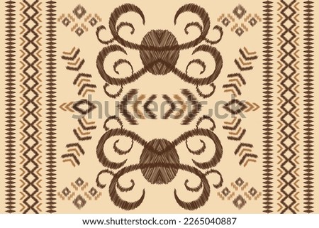 Ethnic Ikat fabric pattern geometric style.African Ikat embroidery Ethnic oriental pattern white brown cream background. Abstract,vector,illustration.For texture,clothing,wrapping,decoration,carpet.