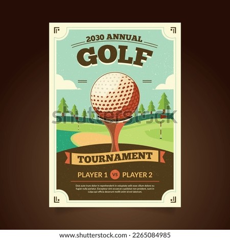 Vintage Golf Tournament or Championship Flyer, Poster, Pamphlet invitation Design Template