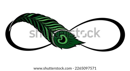 Decorative symbol of peacock feather. Symbol  of infinity with peacock feather