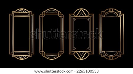 Set of golden vector frames for social media stories. Isolated Art Deco vertical borders collection for design Royalty-Free Stock Photo #2265100533
