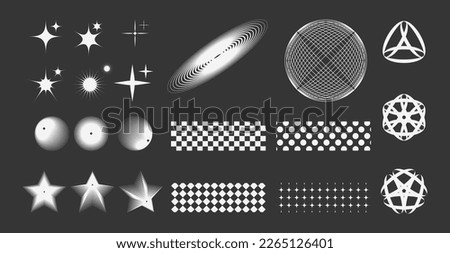 set of symbols retro futuristic element y2k style,sticker,clip art