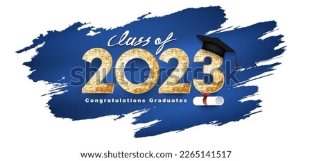 Class of 2023 Vector text for graduation gold design, congratulation event, T-shirt, party, high school or college graduate. Lettering for greeting, invitation card Royalty-Free Stock Photo #2265141517