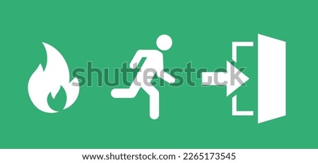 fire and Emergency exit icon, escape Royalty-Free Stock Photo #2265173545