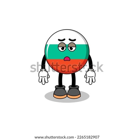 bulgaria flag cartoon with fatigue gesture , character design