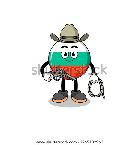 Character mascot of bulgaria flag as a cowboy , character design