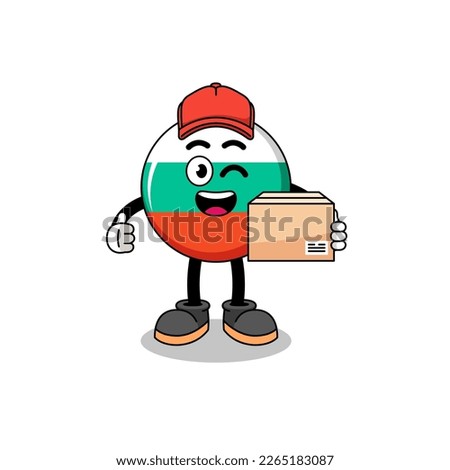 bulgaria flag mascot cartoon as an courier , character design