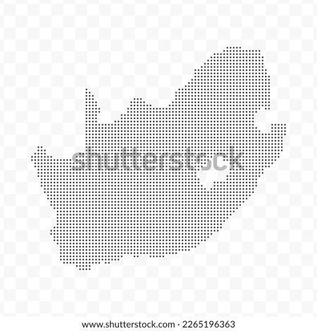 Vector Illustration of Dotted Map of South Africa in black on Transparent Background (PNG). Dotted black map template for website pattern, annual report, infographics.