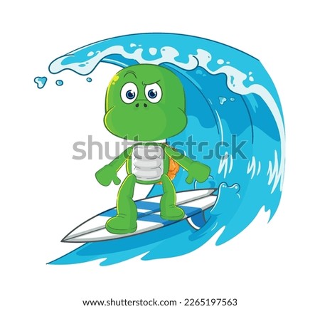 the turtle surfing character. cartoon mascot vector