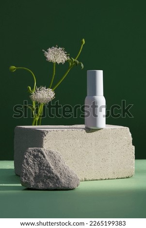 3D rendering of stone podium geometry. Abstract pastel geometric shape blank platform. For cosmetics advertising