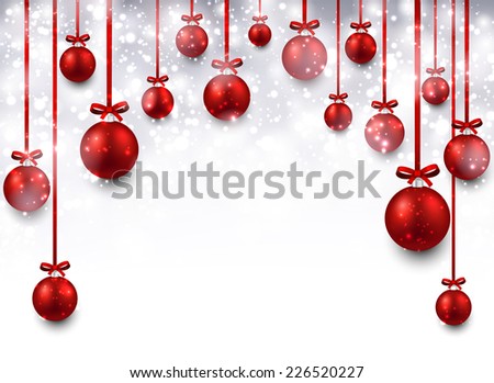 Abstract arc background with red christmas balls. Vector illustration. 