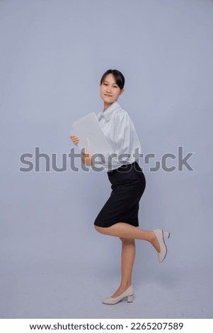 Asian business girl isolated white background