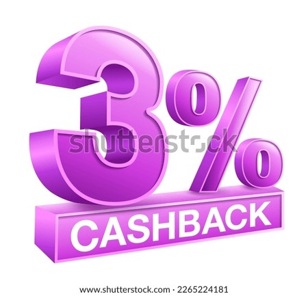 3% cash back symbol is a three 3D number used for advertising business promotions. isolated on white background. Vector illustration file.