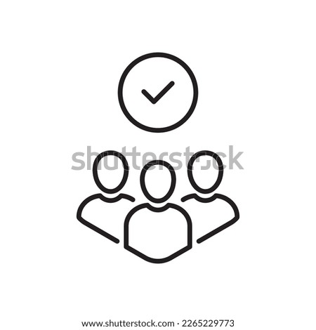 effective teamwork icon with black thin line group. simple trend linear logotype graphic web stroke design element isolated on white. concept of policy safety or protection and leader meeting symbol Royalty-Free Stock Photo #2265229773