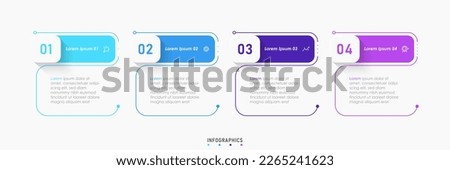 Vector Infographic label design template with icons and 4 options or steps. Can be used for process diagram, presentations, workflow layout, banner, flow chart, info graph. Royalty-Free Stock Photo #2265241623