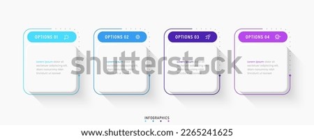 Vector Infographic label design template with icons and 4 options or steps. Can be used for process diagram, presentations, workflow layout, banner, flow chart, info graph. Royalty-Free Stock Photo #2265241625