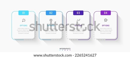 Vector Infographic label design template with icons and 4 options or steps. Can be used for process diagram, presentations, workflow layout, banner, flow chart, info graph. Royalty-Free Stock Photo #2265241627