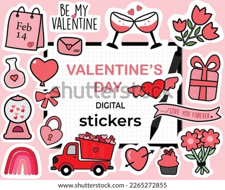 Valentine digital sticker, love clip art