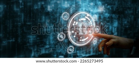 Digital identity. Fingerprint scanning, biometric authentication, cyber security. Futuristic technology and cybernetic. E-kyc (electronic know your customer), technology against digital cyber crime. Royalty-Free Stock Photo #2265273495