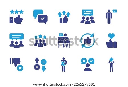 Feedback icon set. Duotone color. Vector illustration. Containing feedback, like, customer review, review, good feedback, decline, rate. Royalty-Free Stock Photo #2265279581