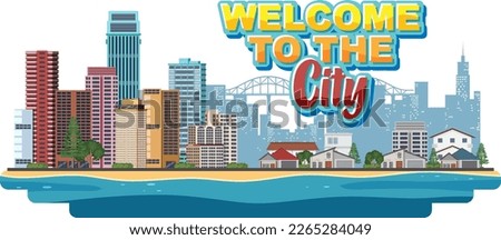Urban landscape with high skyscrapers illustration
