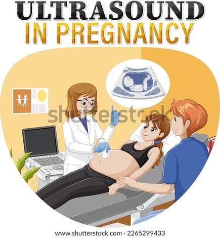 Ultrasound in pregnancy for banner or poster design illustration