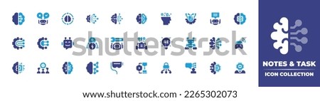 Artificial intelligence icon collection. Duotone color. Vector illustration. Containing brain, decision, ai, artificial intelligence, brainstorming, machine learning, assistant, connection, bot. Royalty-Free Stock Photo #2265302073