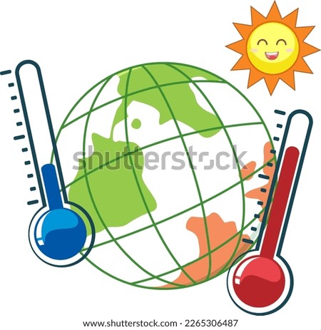 Sunny weather earth planet icon illustration