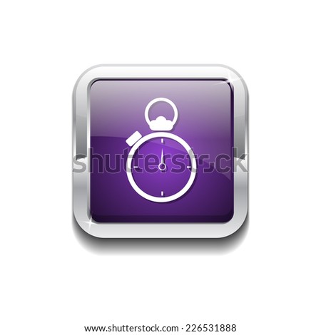 Stop Watch Purple Vector Icon Button