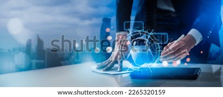 Artificial Intelligence,AI chat bot chat and Machine Learning concept.AI chat bot chat with businessman provide smart solution to solving business task,engine offer smart response conversation data Royalty-Free Stock Photo #2265320159