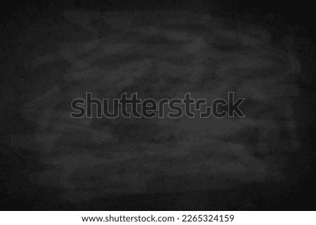 Black chalkboard texture for school display backdrop. Chalk traces erased with copy space for add text or graphic design grunge background. Black board. Dark black wall backdrop. Education concepts.