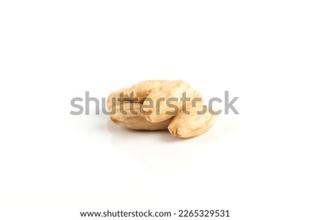 Heap of blanch almond on white background Royalty-Free Stock Photo #2265329531