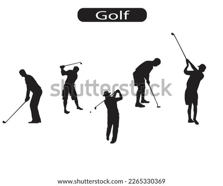 Golf Player Silhouette Icons Vector Illustration 
