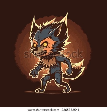 Cute werewolves vector art illustration design