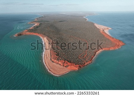 Cape Peron view from the sky. Aerial picture of orange land in Shark Bay, Western Australia.	