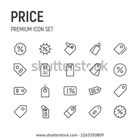 Set of simple price line icons. Outline stroke object. Linear signs pack. Perfect for web apps and mobile.