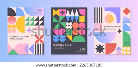 Abstract bauhaus geometric pattern backgrounds with copy space for text.Trendy minimalist geometric designs with simple shapes and elements.Modern artistic vector illustrations.