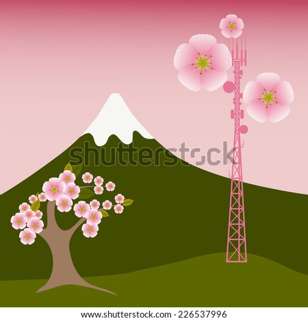 Mobile tower blooms with sacura flowers
