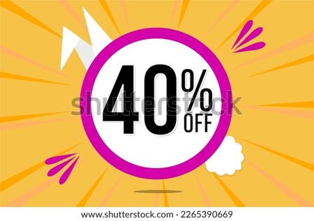 40 percent off. Orange banner with floating pink and white balloon for easter special offer and promotion.