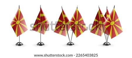 Small national flags of the Macedonia on a white background.
