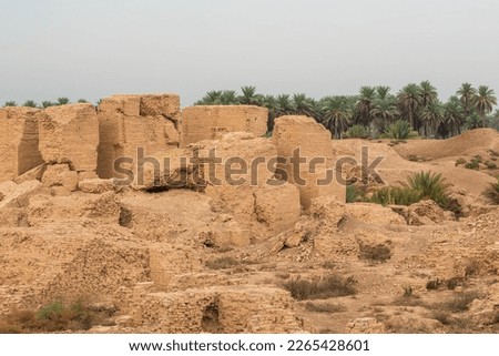 Ruins of Palace in Babylon. Babylon, Iraq. Ishtar gate and Hanging gardens Royalty-Free Stock Photo #2265428601