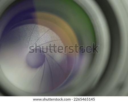 Close-up macro detail of video camera lens iris