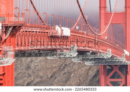 Beautiful view of the Golden Gate Bridge in the city of San Francisco, California, USA, close-up, pastel colors. Concept, travel world attractions
