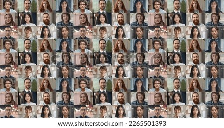 Montage of Happy Multi-Cultural and Multi-Ethnic People of Diverse Background, Gender, Ethnicity, and Occupation Smiling at Posing Looking at Camera. Happy Workers of the World Cheerfully Smiling.