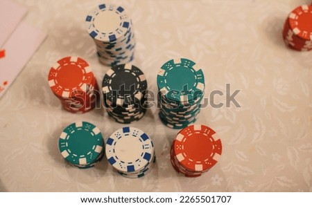 Poker chips close up view