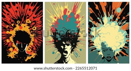 Head Explode Vector Illustration. Mind Blowing Flat Persons Concept. Vector Illustration of explosive,