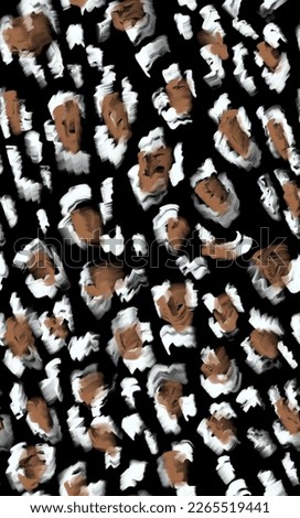 Abstract hand drawn free form animal leopard skin repeat seamless black background print pattern design