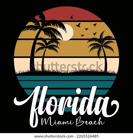 Florida Miami Beach T-shirt Design Vector Illustration